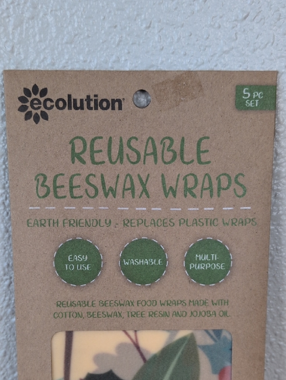Ecolution Reusable Beeswax Wraps 5 pc Set - Picture 2 of 5